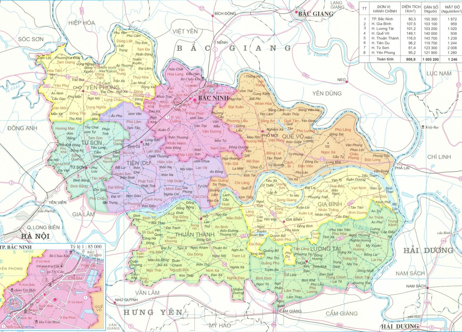 Bản đồ vị trí tỉnh Bắc Ninh